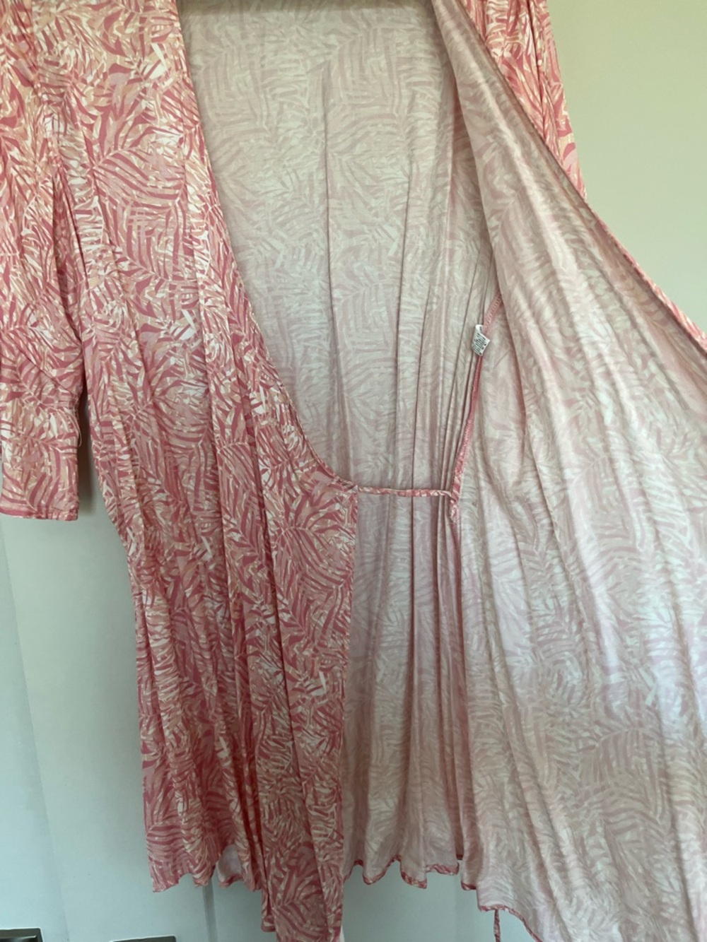 Maaji Pink and Cream Leaf-Print Wrap Dress - Picture 10 of 13